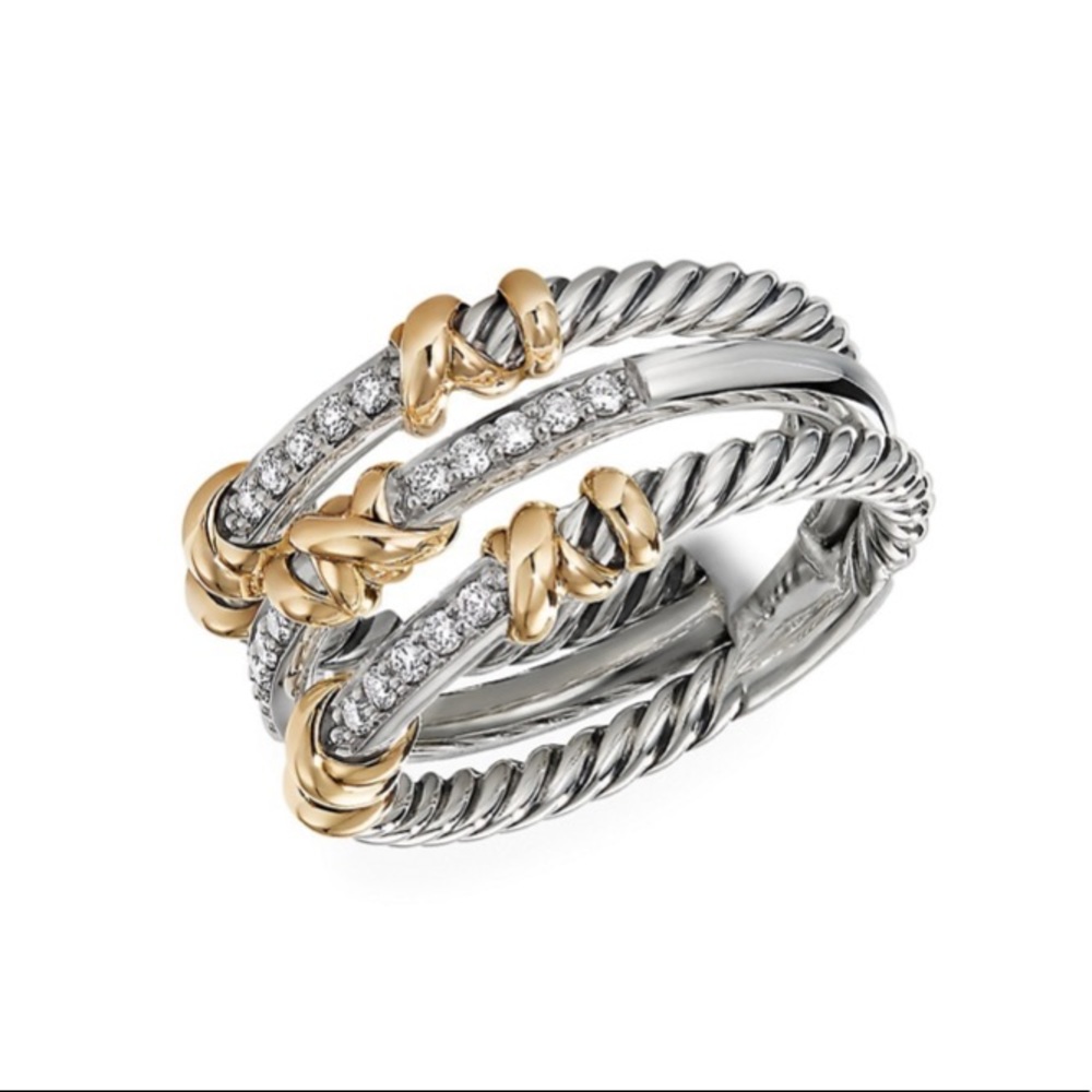 Helena 3-Station Ring W/18K Yellow Gold & Diamonds